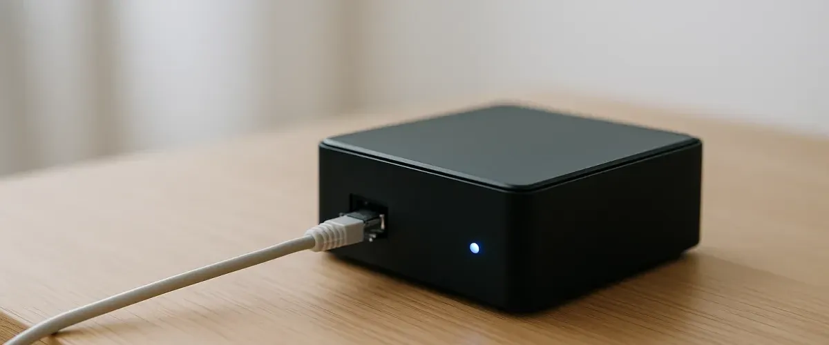 Mini-PC compact servant de serveur domotique sur un bureau